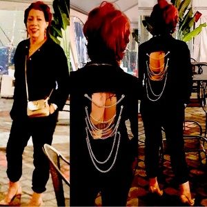 Black denim jumpsuit